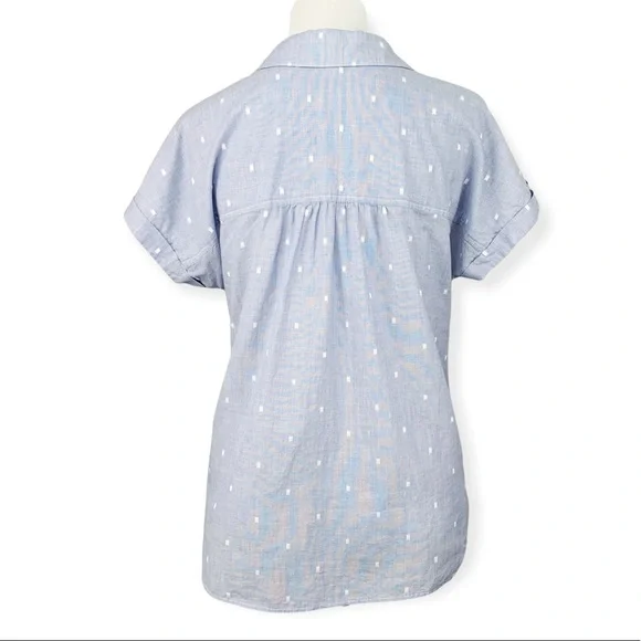 Anthropologie Cloth and Stone Clip Dot Button Down Short Sleeve Tie Front Top - Picture 5 of 10